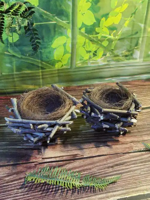 利用树枝做装饰鸟巢手工鸟窝