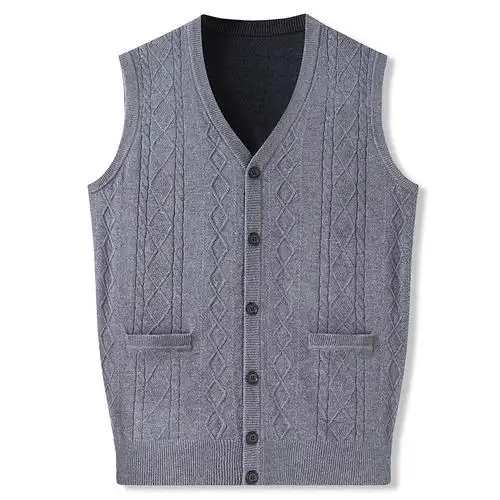 中老年加大码男士针织马甲特大号肥佬宽松开衫毛线衣胖子内搭背心