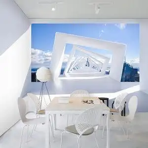 现代3d空间延伸景色背景墙布科技感立体墙纸会议厅餐厅壁纸办公室