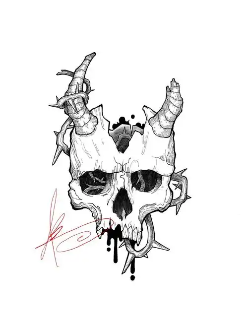 骷髅头暗黑系插画