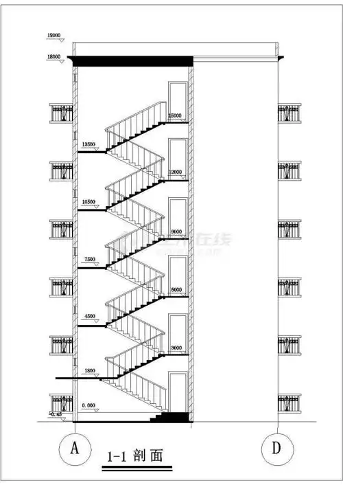 某学校教师家属院6层框混结构宿舍楼平立剖面设计cad图纸