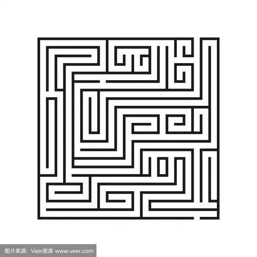 孤立的简单方形迷宫黑线上的白色背景.