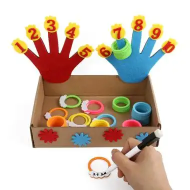 幼儿园小班区角玩教具手指数学套圈排序中班作业区域益智材料手工创意