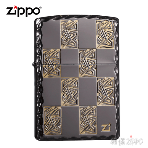 原装正品zippo打火机 芝宝黑冰格子 之宝正版古银方格图腾 时尚男士