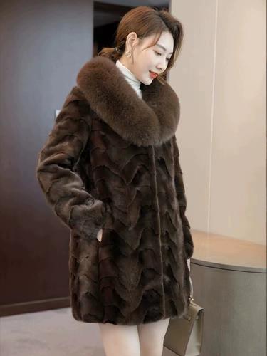 妈妈女装貂皮大衣大80长海宁狐狸毛拼领貂皮草外套皮毛一体冬季