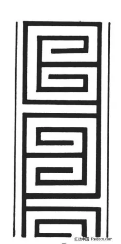 中国古典图案-竖向回纹构成的花边