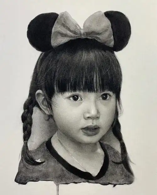 索斯素描手绘一个小女孩带部分过程