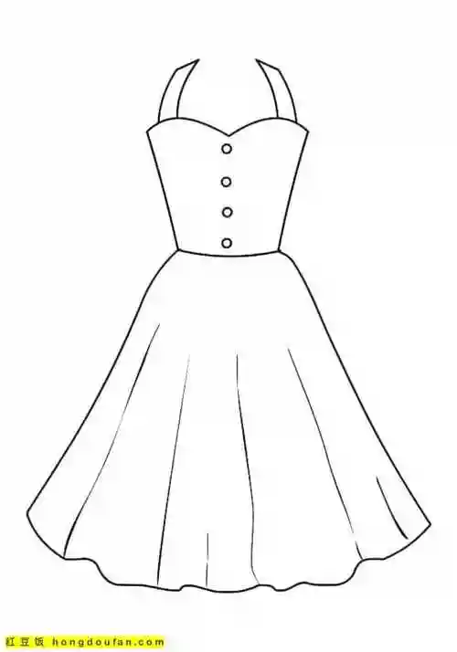 13张4到10岁女孩子最喜欢的芭蕾公主的裙子卡通涂色简笔画-红豆饭小