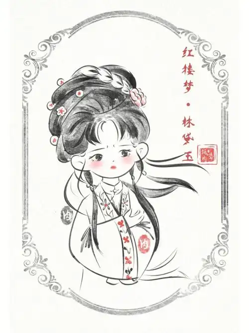 古风ipad水彩线稿人物红楼系列林妹妹