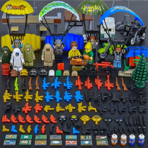 儿童乐高绝地求生吃鸡积木军事人仔空投箱吉利服全套拼装益智玩具