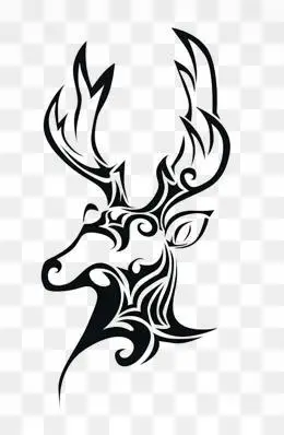 黑白鹿头简笔画