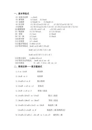离散数学基本公式