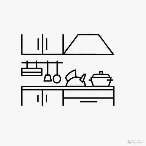 厨房简笔画png素材透明免抠图片卡通手绘