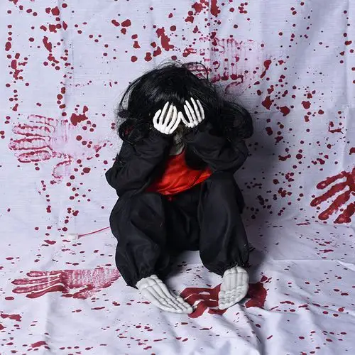 万圣节恐怖装饰道具酒吧鬼屋密室逃脱用品声控哭泣鬼吓人鬼娃摆件