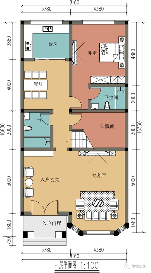 精选图库18套68米面宽农村别墅户型
