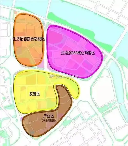 近3000亩的江南cbd将被规划为四个区域,分别是江南cbd核心功能区,生活