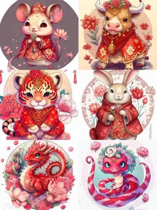 十二生肖中国红汉服萌宠篇上