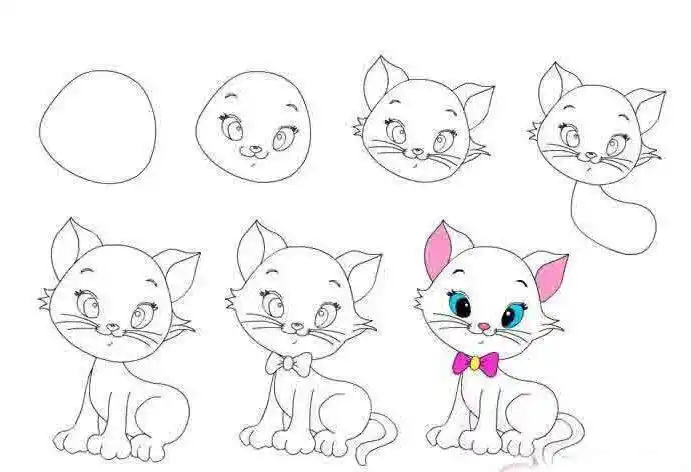 简笔画教程三分钟画一只可爱的小猫喵喵喵小猫教程喵喵