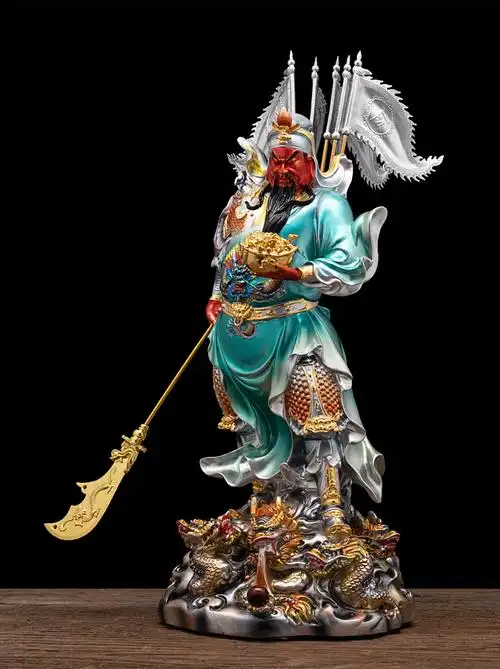 纯铜九龙关公佛像供奉关二爷关武圣君神像佛堂武财神像摆件 36英寸