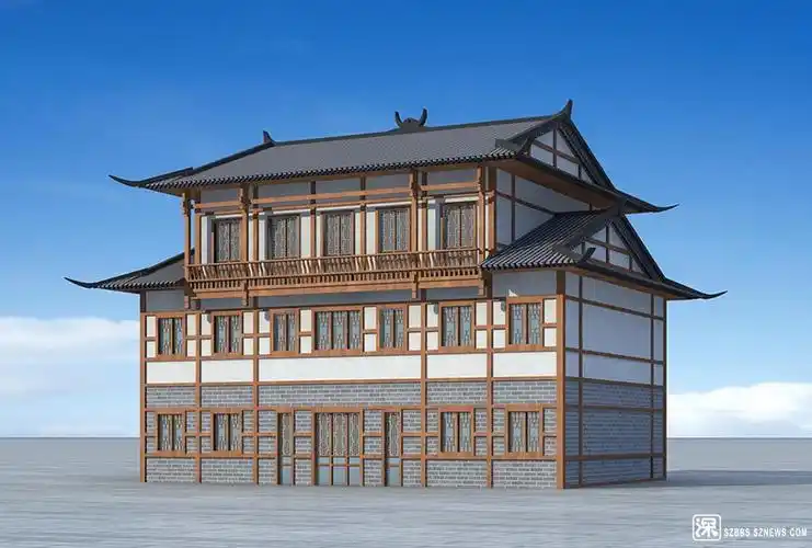 中式风格办公楼建筑外观设计案例效果图