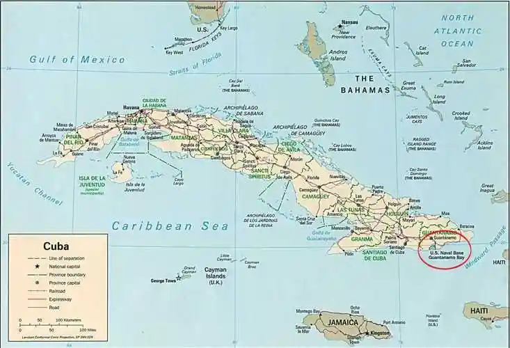 关塔那摩海军基地的位置在上一任美国总统奥巴马一度改善了美国与古巴