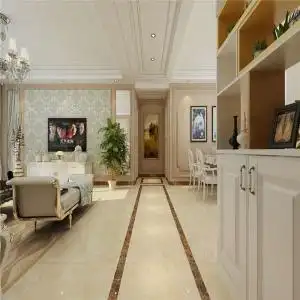 走廊吊顶为新风系统预留了空间,方便后期的使用,走廊尽头采用石膏线