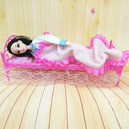 芭比娃娃套装双人床家具配件欧式衣柜公主睡床卧室被子小吊床小娃娃1