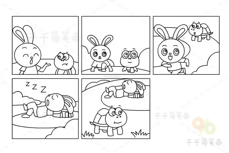 学画画讲故事 龟兔赛跑_情景动物简笔画