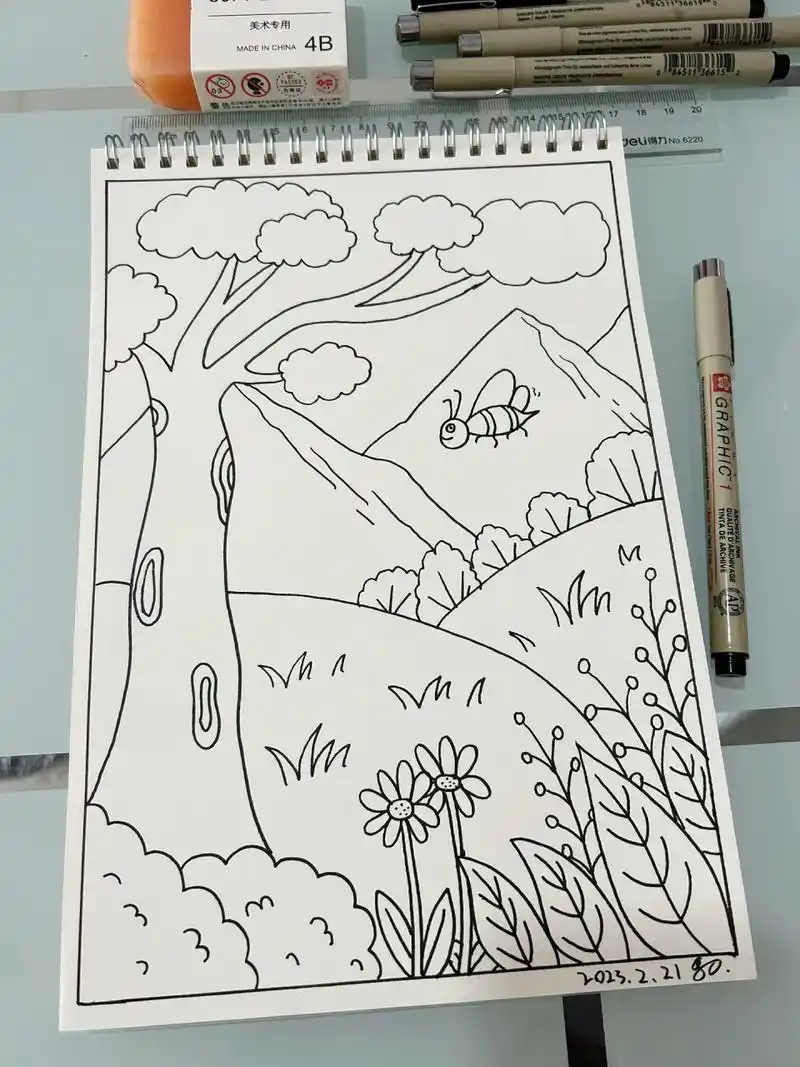 森林简笔画场景画法-原创 122           森林简笔画场景画法-原创