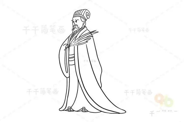 人物简笔画 三国时期蜀汉丞相 诸葛亮简笔画 诸葛亮早年随叔父诸葛玄