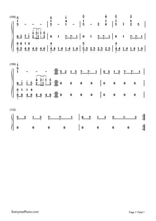 undertale-undertale theme双手简谱预览7-钢琴谱文件(五线谱,双手