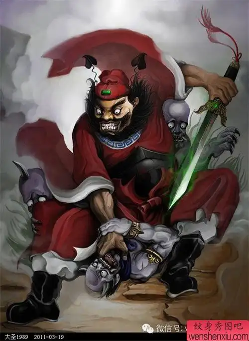 tag标签:钟馗手稿霸气钟馗纹身图案黑白手稿作品tag标签:钟馗手稿黑白