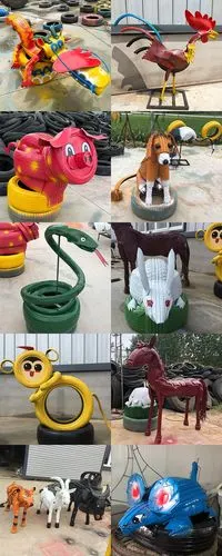 景区精品轮胎创意公园绿地油彩绘动物十二生肖景观艺术装饰轮胎工艺品