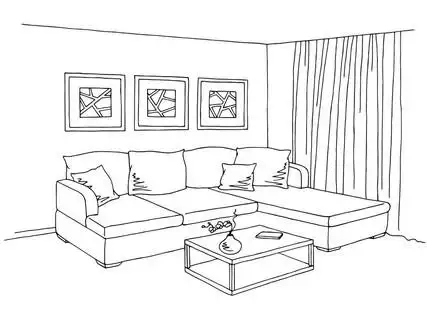素描图矢量客厅里图形黑色白色内饰素描图矢量110客厅里图形黑色白色
