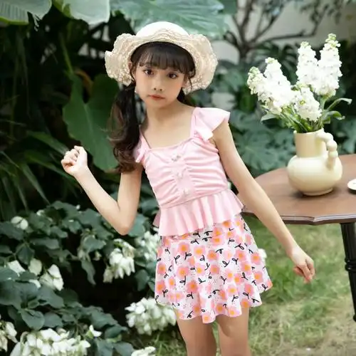 8725-p1儿童泳衣女孩大童分体卡通温泉泳衣中童碎花泳装代发-阿里巴巴