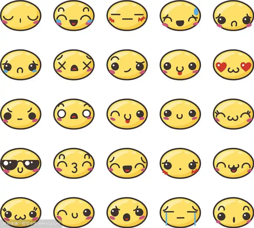 一套可爱可爱的卡哇伊表情符号