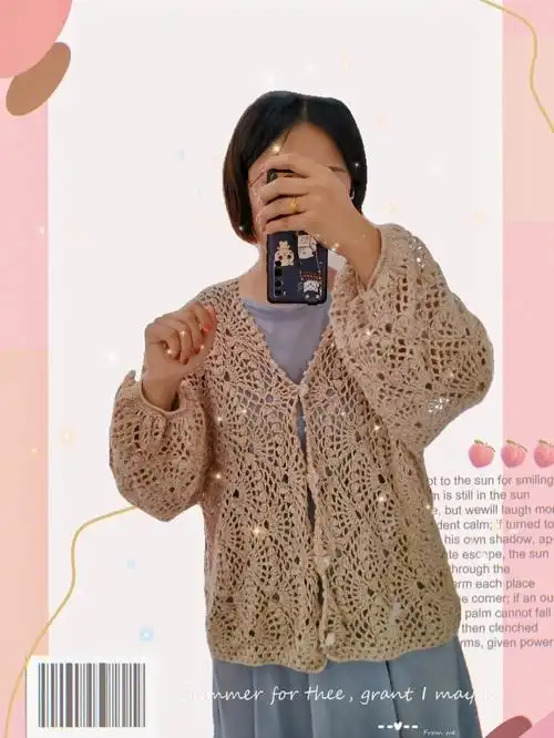 钩针开衫针织外套图解