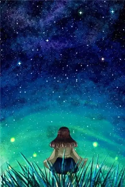 动漫星空女孩背影壁纸