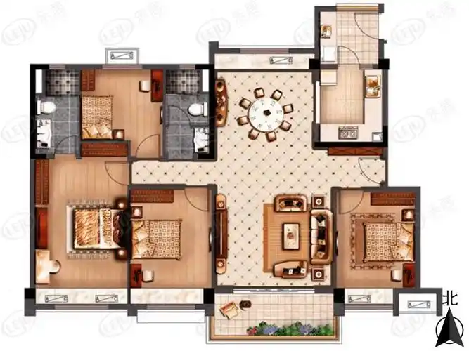 碧桂园龙游湖140㎡4房2厅2卫户型图