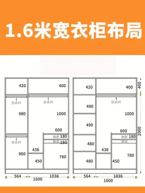 超实用衣柜内部结构尺寸设计图6015