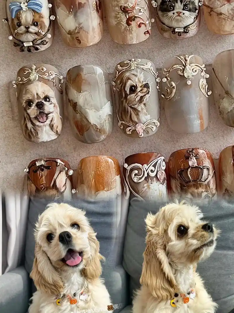 这么可爱的小动物 你确定不想学会么?#美甲 #超好看的美甲  - 抖音