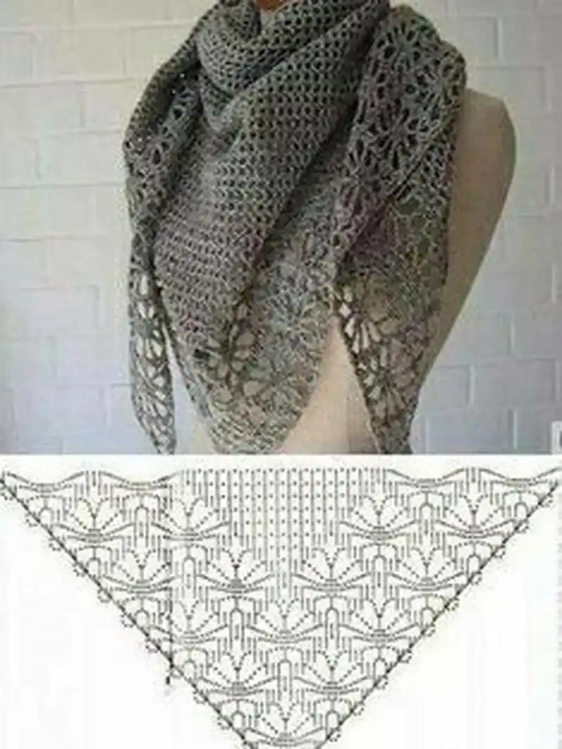 钩针编织分享～一组三角披肩(有图解) 钩一条夏天在空调房里也可以用.