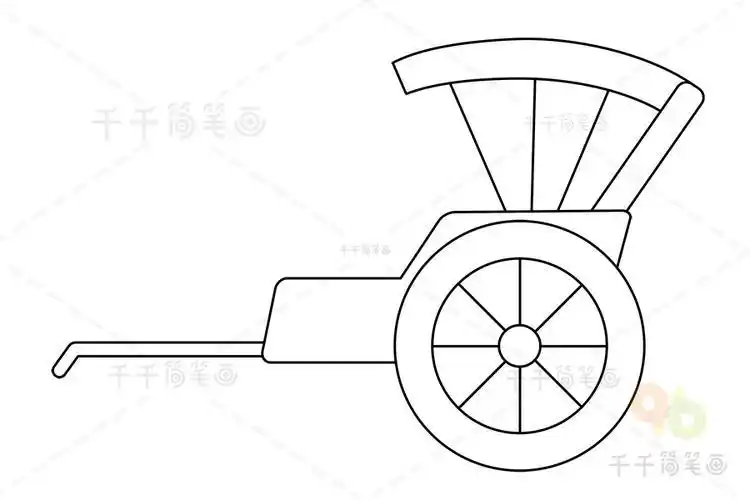 黄包车简笔画人力三轮车简笔画图片人力三轮车简笔画分解步骤图教程