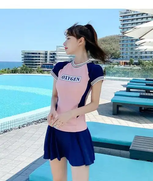 泳衣少女 游泳衣女 青少年分体保守中学生遮肚显瘦泡温泉学游泳课泳装