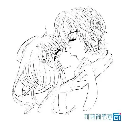 漫画人物亲吻简笔画 第1页简笔画人物情侣接吻夫妻吻时候的简笔画男生