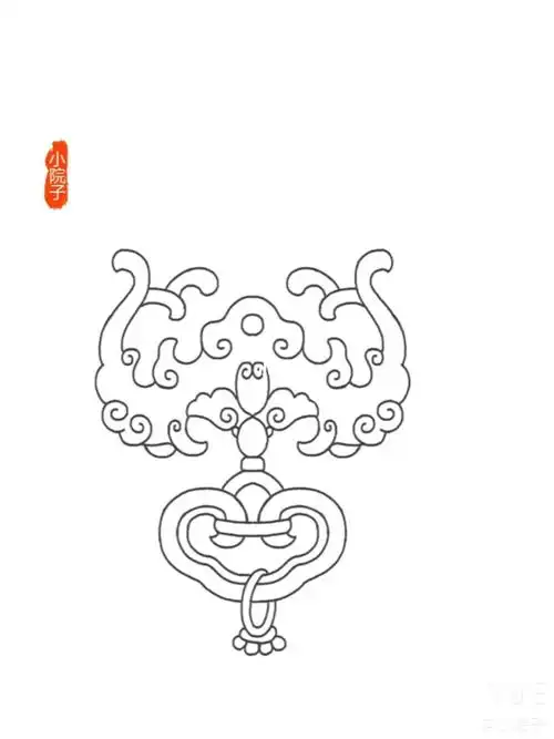 蝙蝠纹样微集锦线稿