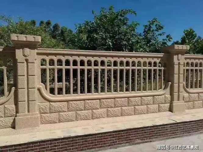 农村别墅围墙混凝土护栏私家庭院围栏效果图韶关金格水泥艺术围栏厂家