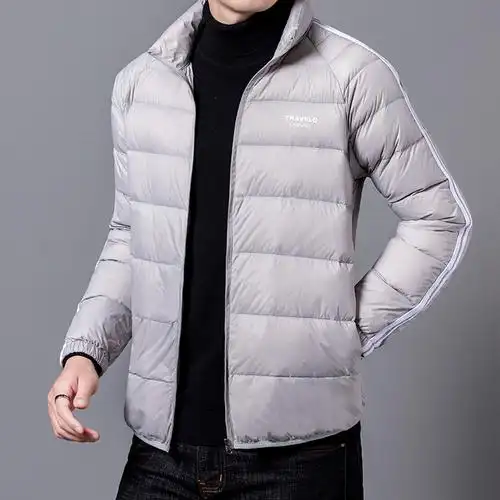 梦权秋冬羽绒服男轻薄短款羽绒服中年男士超轻保暖羽绒外套男装|比利