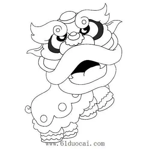 春节舞龙舞狮儿童简笔画