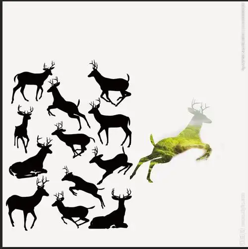鹿剪影图片